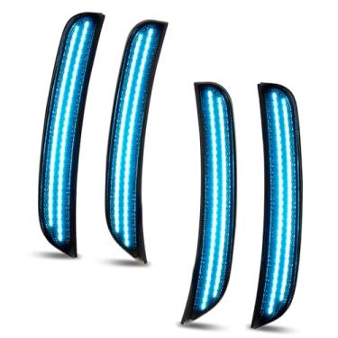 Imagem de Bestview Luzes de LED para Dodge Charger 2015-2023, lentes fumê dianteiro e traseiro, kit de montagem de lâmpada de seta para para-choques dianteiros e traseiros, pacote com 4 (azul gelo)