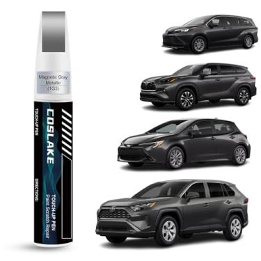 Imagem de COSLAKE Tinta de retoque de carro (cinza magnético metálico (1G3)) para Toyota, kit de reparo de arranhões de pintura de carro, solução rápida e fácil de reparar, caneta removedor de arranhões 2 em 1