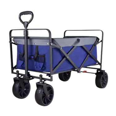 Imagem de carroça Carrinho de vagão de tecido oxford com rodas dobrável vagão utilitário ao ar livre para acampamento viagem utilitário carrinho de praia carrinho de mercearia dobrável