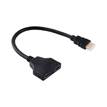 Imagem de flexman Divisor de cabo HDMI, cabo adaptador HDMI 1 entrada 2 saídas, cabo adaptador divisor HDMI macho para duplo HDMI fêmea, suporta 480I/480P/720P/1080I/1080P cabo divisor para TV HD