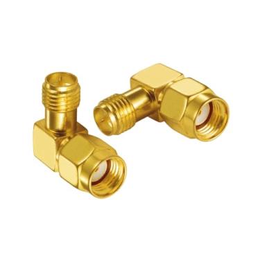 Imagem de POBADY Adaptador de Antena WiFi RP-SMA Macho Para Fêmea em Ângulo Reto de 90 Graus Adaptador Coaxial de RF Banhado a Ouro Para Roteador WiFi, Placa PCI, Rede Sem Fio WLAN (2 Peças)