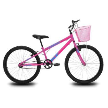 Imagem de Bicicleta Infantil Aro 24 KOG Feminina com Cestinha, Pink, Azul, Rosa