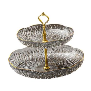 Imagem de Bandeja de bandeja de placa de frutas bandeja de bandeja multi -camadas pratos de servir cupcake stand para festa em casa entretenando fruta seca de, Cinza, 2 Níveis