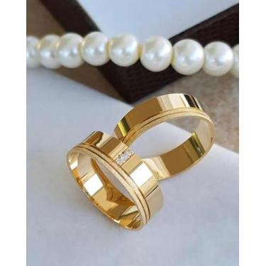 Imagem de Par de Alianças de Ouro 18k 8mm 10 gramas Noivado Casamento - Sheju Jo