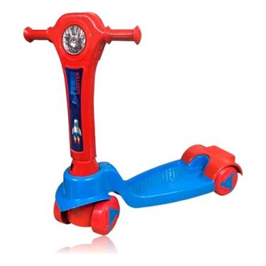 Imagem de Patinete Infantil 4 Rodas Dobrável Para Crianças Juvenil Menino Menina Masculino Feminino 3 4 5 a 6 Anos Azul Rosa (Azul Com Vermelho)