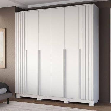 Imagem de Guarda-Roupa Casal 205,2cm 6 Portas 100% MDF Petunia Espresso Móveis Branco