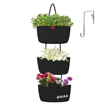 Imagem de GOCAN Cestas De Armazenamento Suspensas Sobre A Porta Cesta Suspensa, Organizador Suspenso De Corda De Algodão De 3 Camadas, Cestas Suspensas Decorativas Removíveis Para Sala De Estar De Parede, Ban