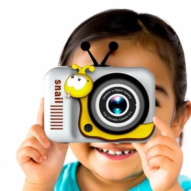 Imagem de Câmera Digital Infantil 48MP com Capa Anti-Queda – Fotos e Vídeos HD, Tela de 2,0 Polegadas, Lentes Duplas e Jogos Integrados – Ideal para Meninos e Meninas