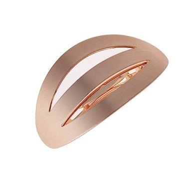 Imagem de 2 peças de grampos de cabelo em formato oval, gancho de cabelo de desenho de fio de metal design minimalista, clipes de presilhas de cabelo fortes para mulheres (ouro rosa)