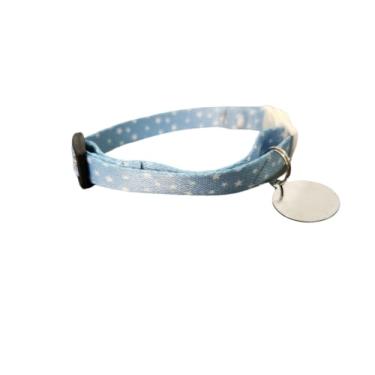 Imagem de Coleira Petcão Para Gatos Anti-Enforcamento Tamanho Regulável Azul com Estrela Com Pingente