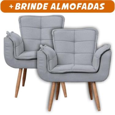 Imagem de Kit 2x Poltronas Opala Para Sala Cadeira Elegante Com Apoio de Braço e