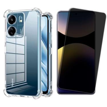 Imagem de CORONITAS Kit Capa Antiqueda para Xiaomi Redmi Note 12 13 14, Note 14 Pro 5G, Redmi 12c, 14c + Película 5D 9D Privacidade Anti Curioso (Redmi Note 14 5G)