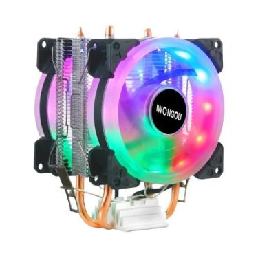 Imagem de Cooler de CPU RGB 90mm IWONGOU X99 - 3 Pinos, 2 Heatpipes - Compatível