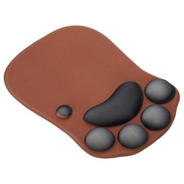 Imagem de PATIKIL Mouse pad de gel com descanso de pulso, mouse pad ergonômico pata de gato confortável espuma viscoelástica base antiderrapante macia para computador, laptop, escritório, preto e marrom