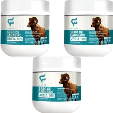 Imagem de 3 Creme Hidratante Fashion Cosméticos Sebo de Carneiro Ureia 10% Pote 