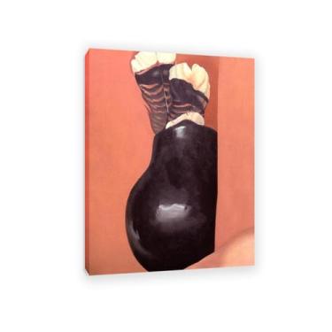 Imagem de Arte de parede em tela Georgia O'Keeffe, penas de peru e vaso indiano, impressões giclée emolduradas famosas pinturas a óleo florais em tela para decoração de sala de estar 85 x 60 cm (33 x 24 pol