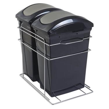 Imagem de Lixeira Dupla Aramada Deslizante 15L Aço Inox Piva com Corrediças Telescópicas Cozinha