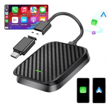 Imagem de Adaptador CarPlay sem fio para Apple iPhone, adaptador sem fio automático Android para Samsung Galaxy/Motorola, 2025 Upgrade Plug & Play Conexão Rápida Adaptador inteligente Car Play (preto)