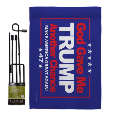 Imagem de God Gave Me Another Chance Kit de suporte de bandeira azul decoração de parede para varanda de casa 47º Presidente Trump Won Poster MAGA Decorações Make America Great Again Banner presentes