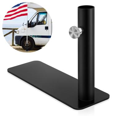 Imagem de Yaocom Suporte de metal portátil para mastro de bandeira de 1 peça com base de 25 cm de altura, serve para mastro de bandeira de 3,8 cm de diâmetro para acampamento de carro
