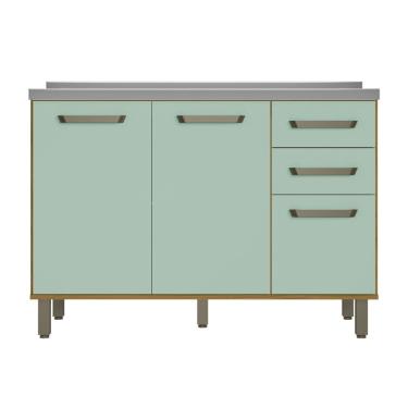 Imagem de Balcão Criare 120cm com Tampo 3 Portas 2 Gavetas Poliman