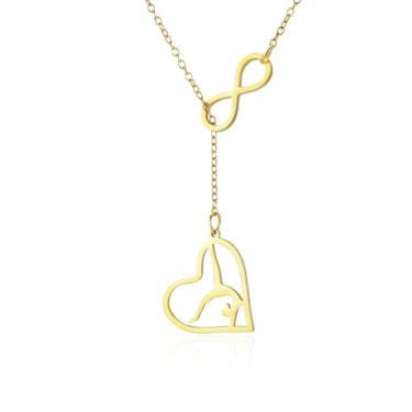 Imagem de VASSAGO Colar de coração infinito para mulheres de ginástica de aço inoxidável com pingente infinito amor charme ginasta joias presentes, Adjustable, Aço inoxidável, Sem Pedra Preciosa