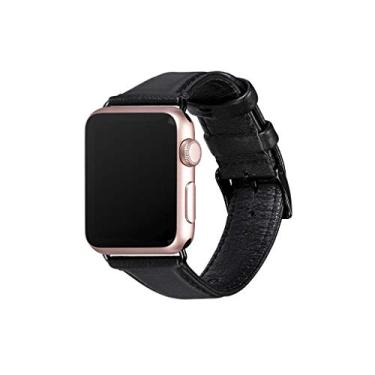 Imagem de Sena Kyla Pulseira de relógio de couro genuíno para Apple Watch compatível com 38 mm/40 mm – Moderna, atemporal e Dapper, preta