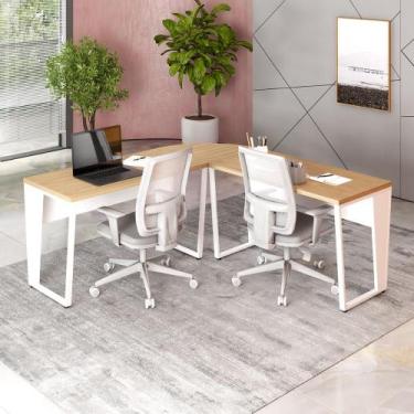 Imagem de Mesa em L Escritório 180cm x 180cm Pés Metal F5 Office - F5 Office G, 