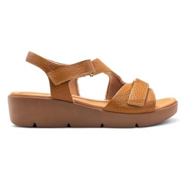 Imagem de Sandália Usaflex Feminina Em Couro Plataforma Fecho-flex Tan Al4303003 40