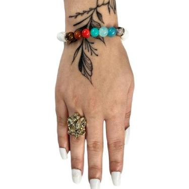 Imagem de Kit Anel + Pulseira 7 Chakras Ganesha Cristal e Silicone - Lua Mística