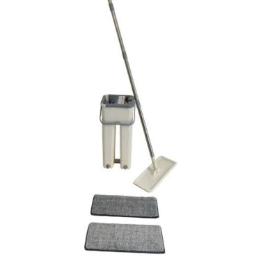 Imagem de Mop Duplo Rodo Magico Vassoura Flat Balde Limpeza De Piso Multiuso Esfregao Vertical Lava Seca Refil