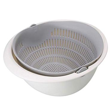 Imagem de Cesta de ralo de cozinha, tigela de arroz, escorredor, cestos de cozinha, coador de cozinha, macarrão, legumes, frutas, ralo duplo, cesta de armazenamento (cor: A) (D)