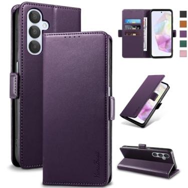 Imagem de YunuBeyii Capa Carteira para Samsung A35 5G - [Bloqueio RFID] Capinha Flip Magnética para Celular de Couro PU de Luxo com Suporte,Case Proteção,Rsistente,Antichoque, Roxo
