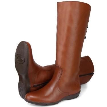 Imagem de Bota Montaria Feminina Couro Cano Alto Com Ajuste Na Panturrilha Raste