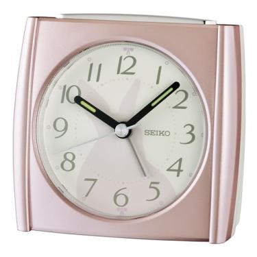 Imagem de Seiko Allison despertador para quarto sem tique-taque, 7,6 cm, rosa pérola