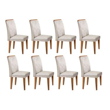 Imagem de Cadeira Sala de Jantar Lunara Kit 8 Un Imbuia/Suede Creme - Rufato