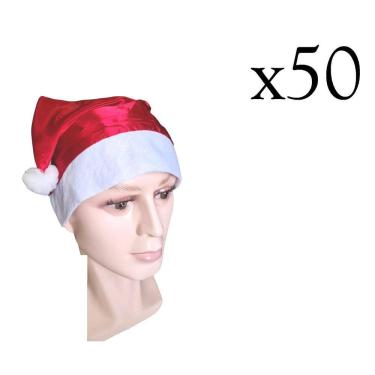 Imagem de Gorro Papai Noel Em Cetim Chapéu Natalino Kit 50Un