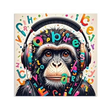 Imagem de Macaco gorila animal pintura inspiradora imagens pôsteres impressões arte chimpanzé pop art Follow Your Dreams banksy arte de parede para sala de estar escritório decoração de parede 60 x 60 cm (60 x