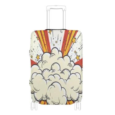 Imagem de Joisal Capa protetora de mala de camuflagem marrom com bandeira americana de 45 a 81 cm aprovada pela Tsa, identificador de bagagem, Explosão de nuvem de desenho animado em quadrinhos, L 26-28 in