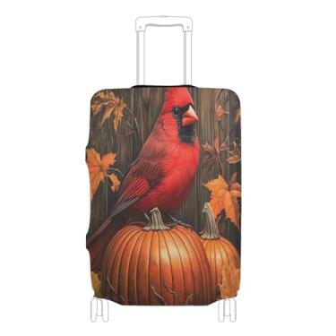 Imagem de Joisal Capa de bagagem de mão Magic Mushrooms Ladybugs serve para malas de 45 a 81 cm para mala de viagem elástica aprovada pela Tsa, Abóboras vermelhas para outono, S 18-20 in