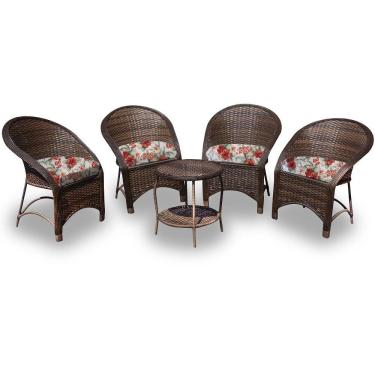 Imagem de Conjunto 4 Poltronas + 1 Mesa Centro - Gamboa Bege