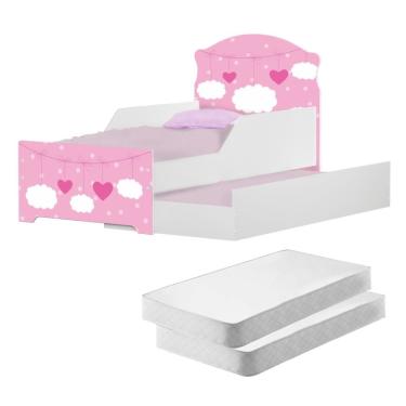 Imagem de Mini Cama Infantil Com Auxiliar Rosa Com Colchões