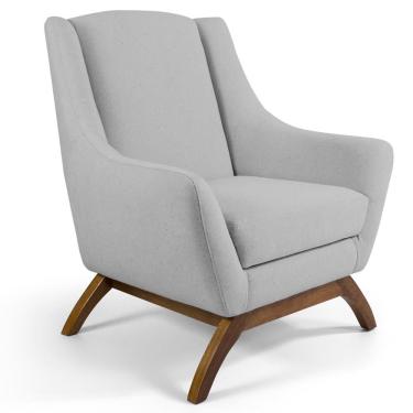 Imagem de Poltrona Fixa Base De Madeira Linho Cru D-316