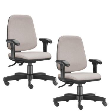Imagem de Kit 02 Cadeiras Giratórias Job Diretor Executiva Linho Bege