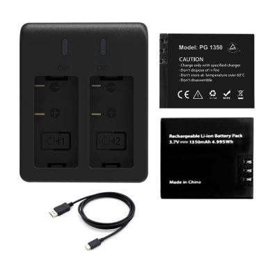 Imagem de Carregador Duplo + 2 Baterias Extra - USB-C para Akaso Brave 7