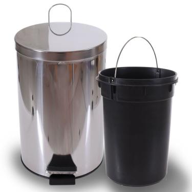 Imagem de Lixeira Inox Espelhado C/ Pedal Balde Removível 12 Litros Bene Casa