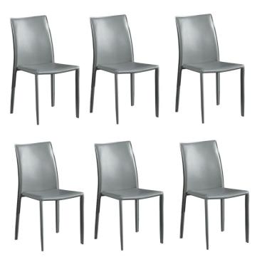Imagem de Kit 6 Cadeiras Revestimento Pvc Amanda Rivatti Móveis Cinza