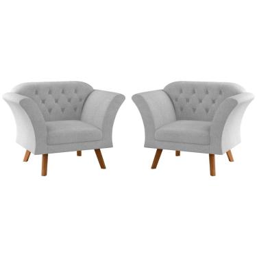 Imagem de Conjunto Poltrona Decorativa Roseira Linha Cinza