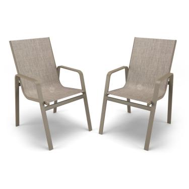 Imagem de Kit 2 Cadeiras Miami Gourmet Alumínio Fendi Tela Mocca