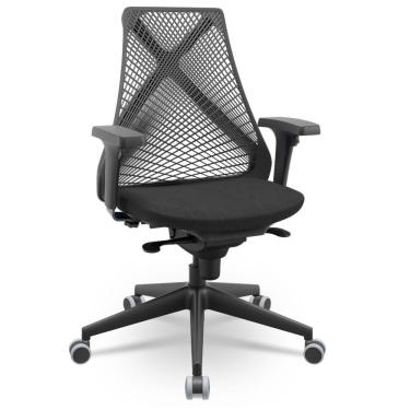 Imagem de Cadeira De Escritório Giratória Presidente Unix P03 Tela Cinza Crepe Preto - Lyam Decor